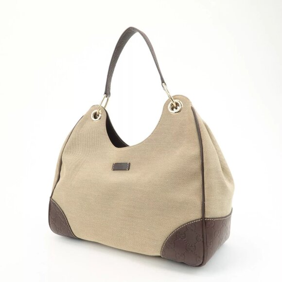 Authentic GUCCI Canvas Leather Shoulder Bag Beige Brown - Picture 12 of 16